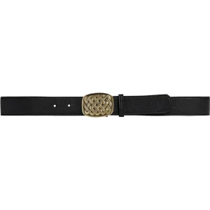 Skindbælte med fletspænde / 17052 - Black/Brass